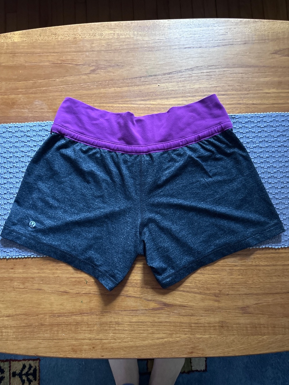 Lululemon Heathered Grey Purple Waistband Athletic Shorts Size 8